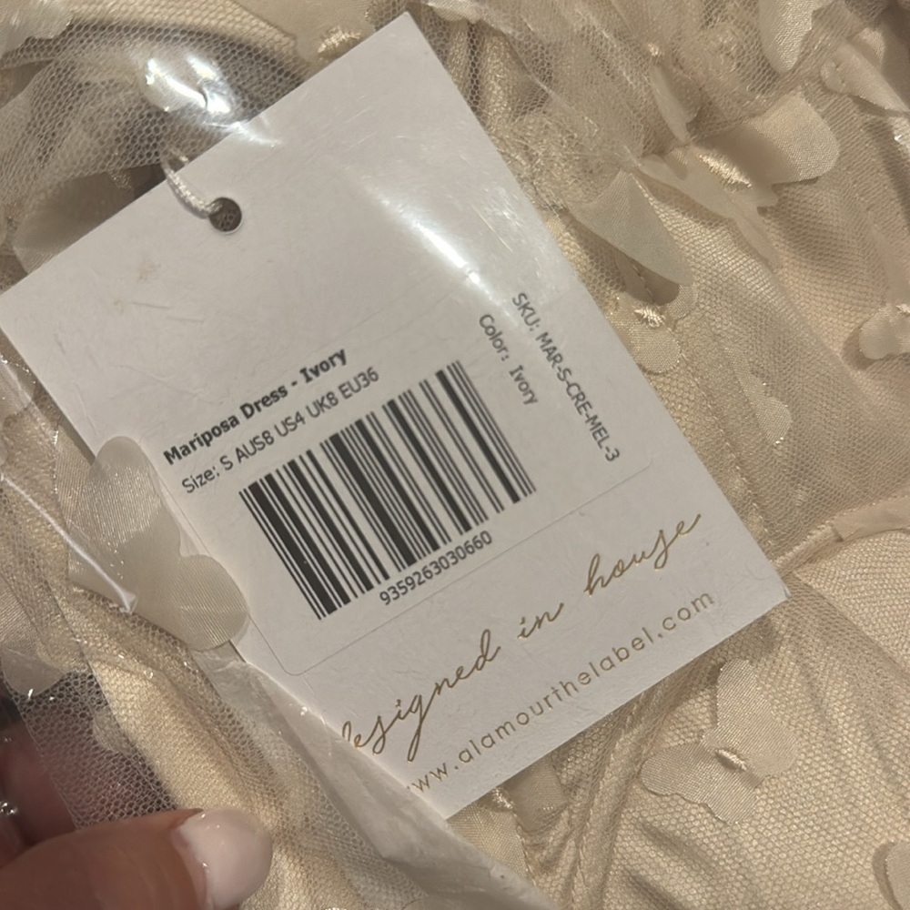 Alamour The Label Mariposa Strapless Cream Dress S - Picture 9 of 9